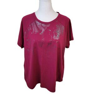 Tek Gear Relaxed Dark Pink Short Sleeve T-Shirt Workout Tee Women's Size XL